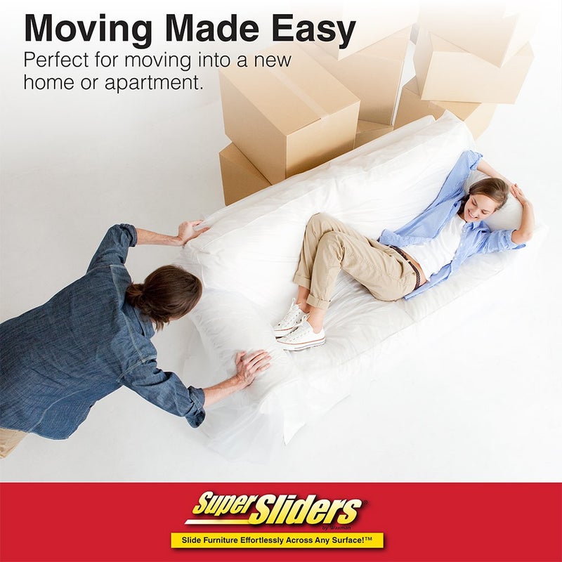 Super Sliders 9 1/2"" x 5 3/4"" Reusable XL Heavy Furniture Moving Sliders for Carpet, Hardwood, Linoleum, Tile, 8 Bonus 1"" Self Stick Sliders, Beige (16 Pieces), Linen (8 Pack) - Image 2
